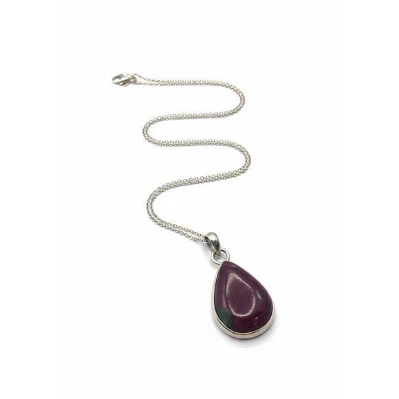 Retro Style Ruby silver 925 necklace - Picture 1 of 6